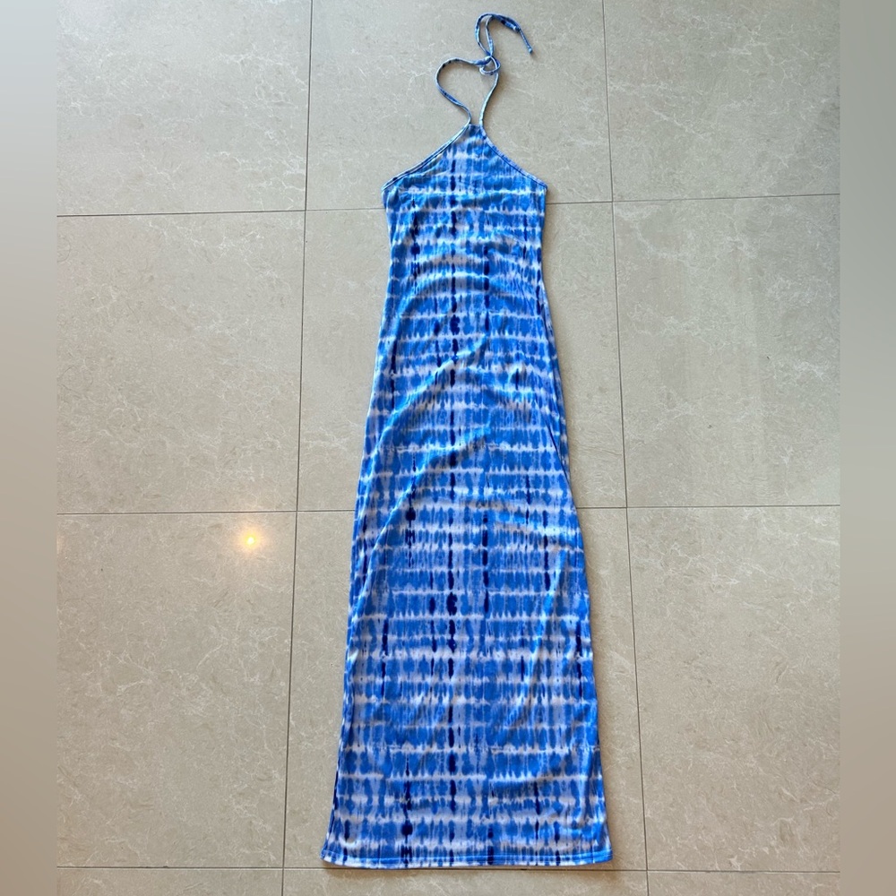 Boohoo Halter Tie Maxi Dress
